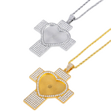 CUSTOM HEART CROSS PHOTO PENDANT